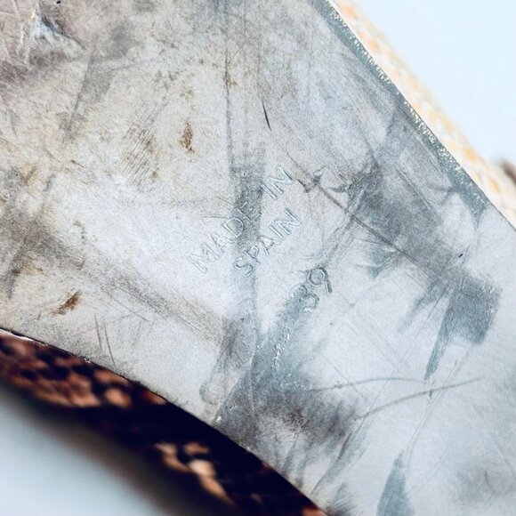 KURT GEIGER 8.5 39 Snake Print Leather Platform Sandals Ankle Strap Peep Toe - Picture 11 of 11